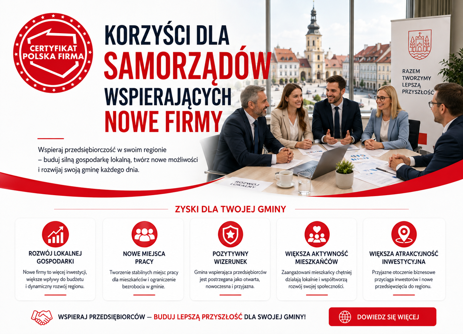 Korzyści dla samorządów wspierających nowe firmy – grafika artykułu
